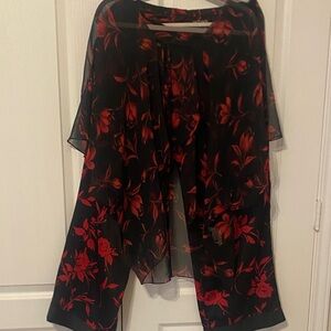 Chic Black and Red Floral Women's Romper